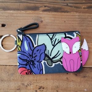 Vera Bradley Falling Flowers Zip ID Case with fox